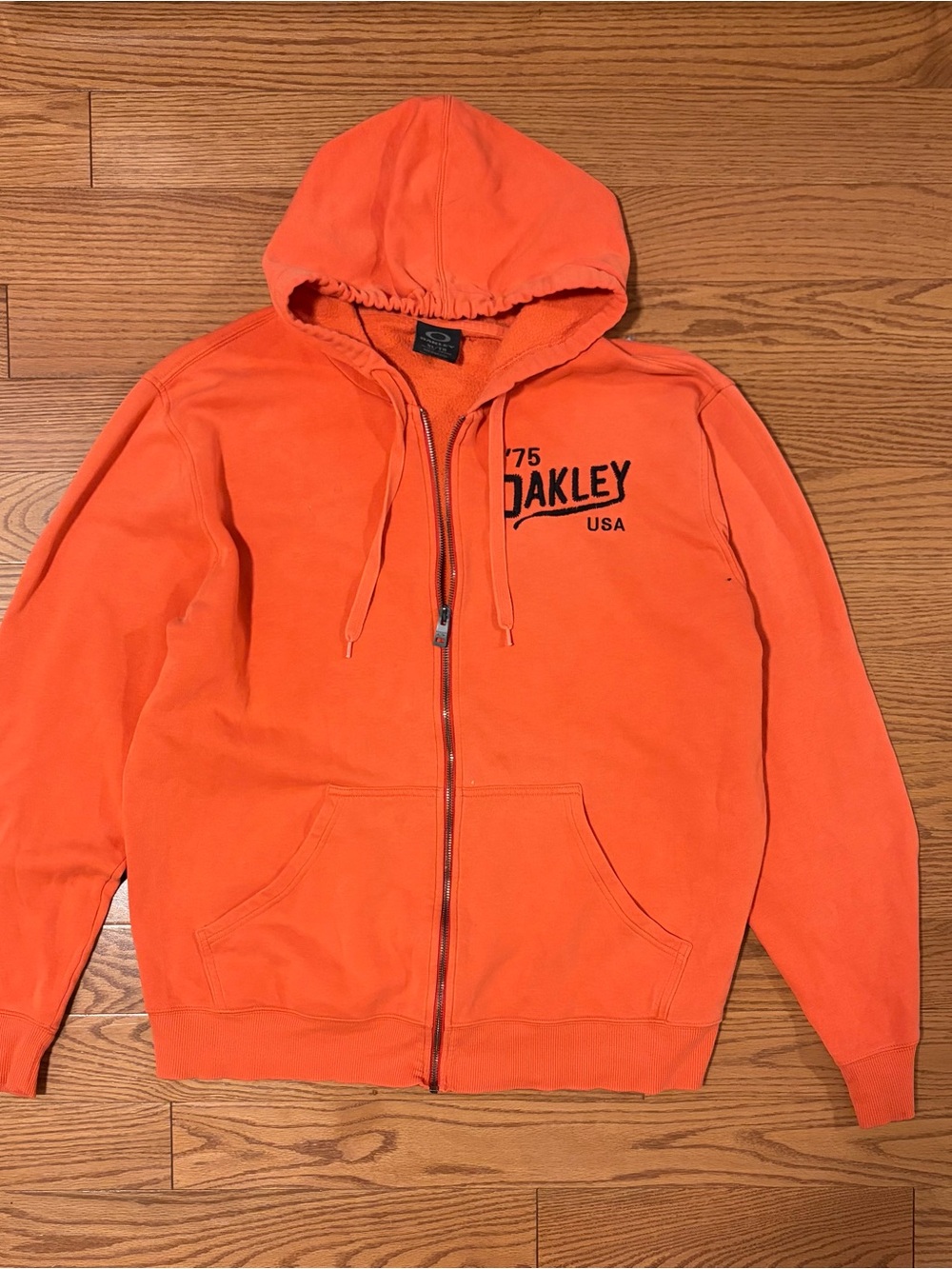 Oakley Men's Bright Orange Zip-Up Hooded Sweatshirt